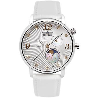 Zeppelin moon moon phase Swiss Quartz Analog Woman Watch with Cowskin Bracelet 7637-1