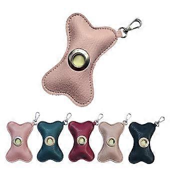 Creative Dog Poop Bag Dispenser Bone Shaped Leather Pet Clean Holder Portable Leakproof Waste Carrier