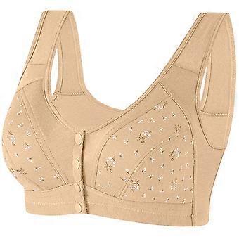 Comfortable Breathable Thin / Style Bra without Steel Ring Front Button Cotton Vest Underwear for Middle-Aged And Elderl