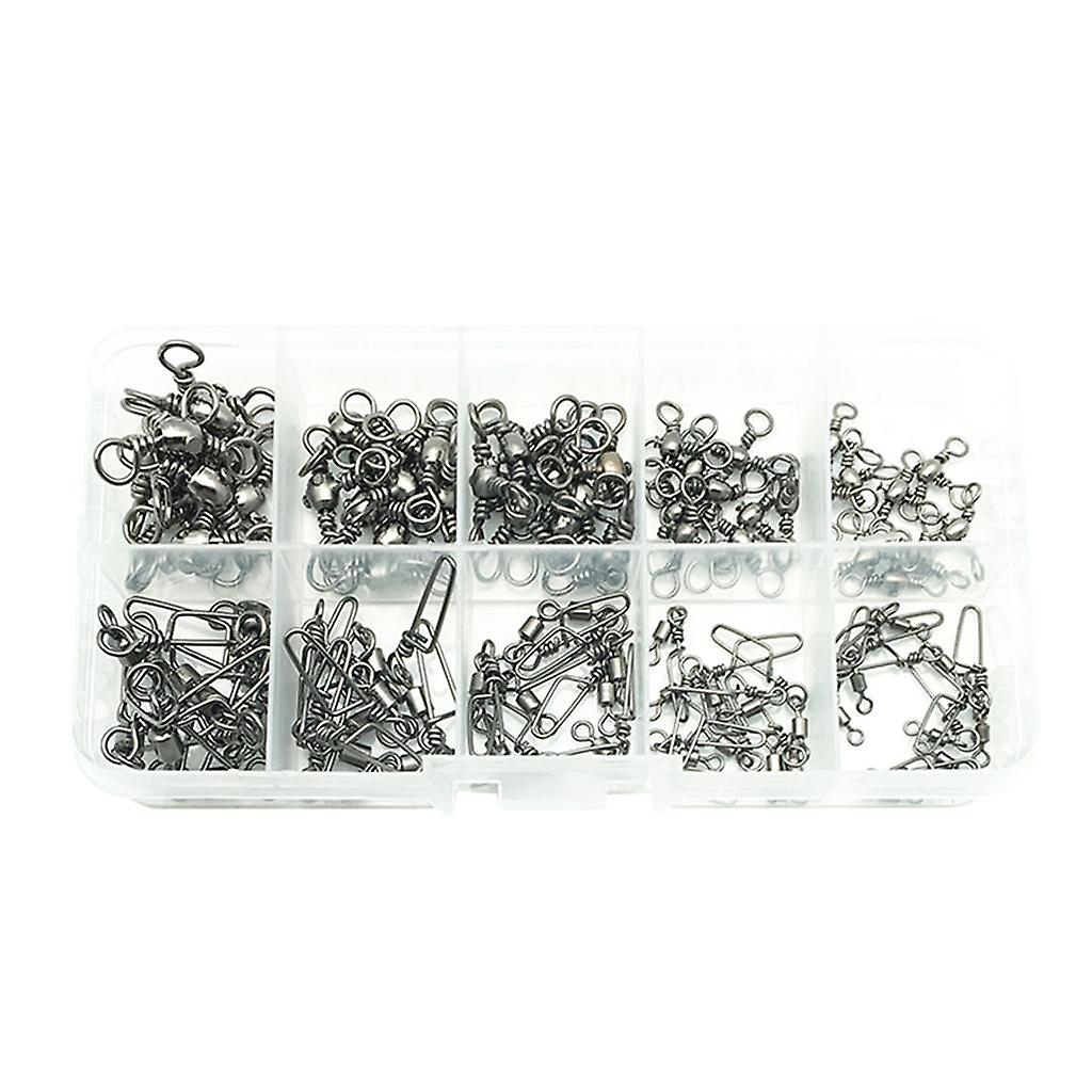 100Pcs Fishing Rolling Swivels w/ Coast Lock Snaps & 3 Way Barrel Swivels  S