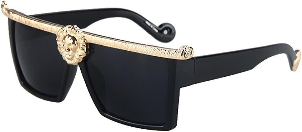 Heytea Square Oversized Sunglasses Flat Top Thick Plastic Super Dark Gangster Luxury Shades 57mm