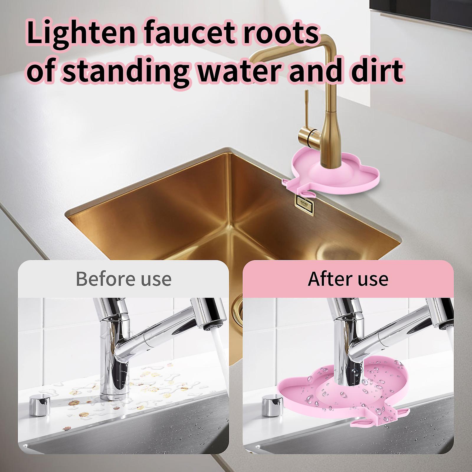 Kitchen Sink Splash Guard, Silicone Faucet Handle Drip Catcher Tray