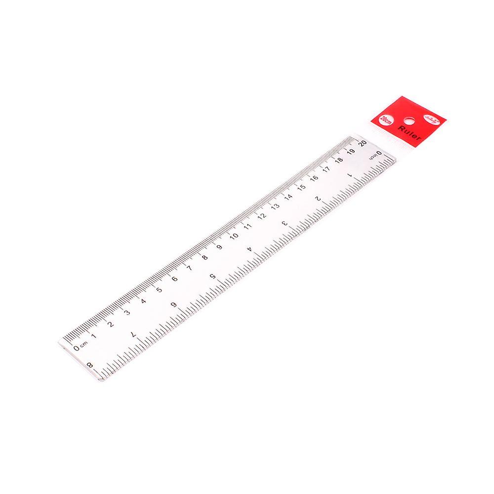 1pc 20cm8 Inch Plastic Transparent Ruler Simple Straight Ruler Measuring Tool for Student School