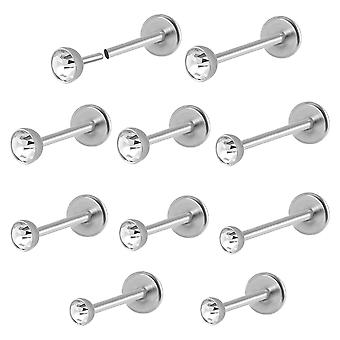 ZS - Lot De 7 Anneaux De Piercing Pour Lèvre 16G - Forme C Et U En Acier Inoxydable - Avec Opale Et Zircone Cubique - Pour Homme Et Femme