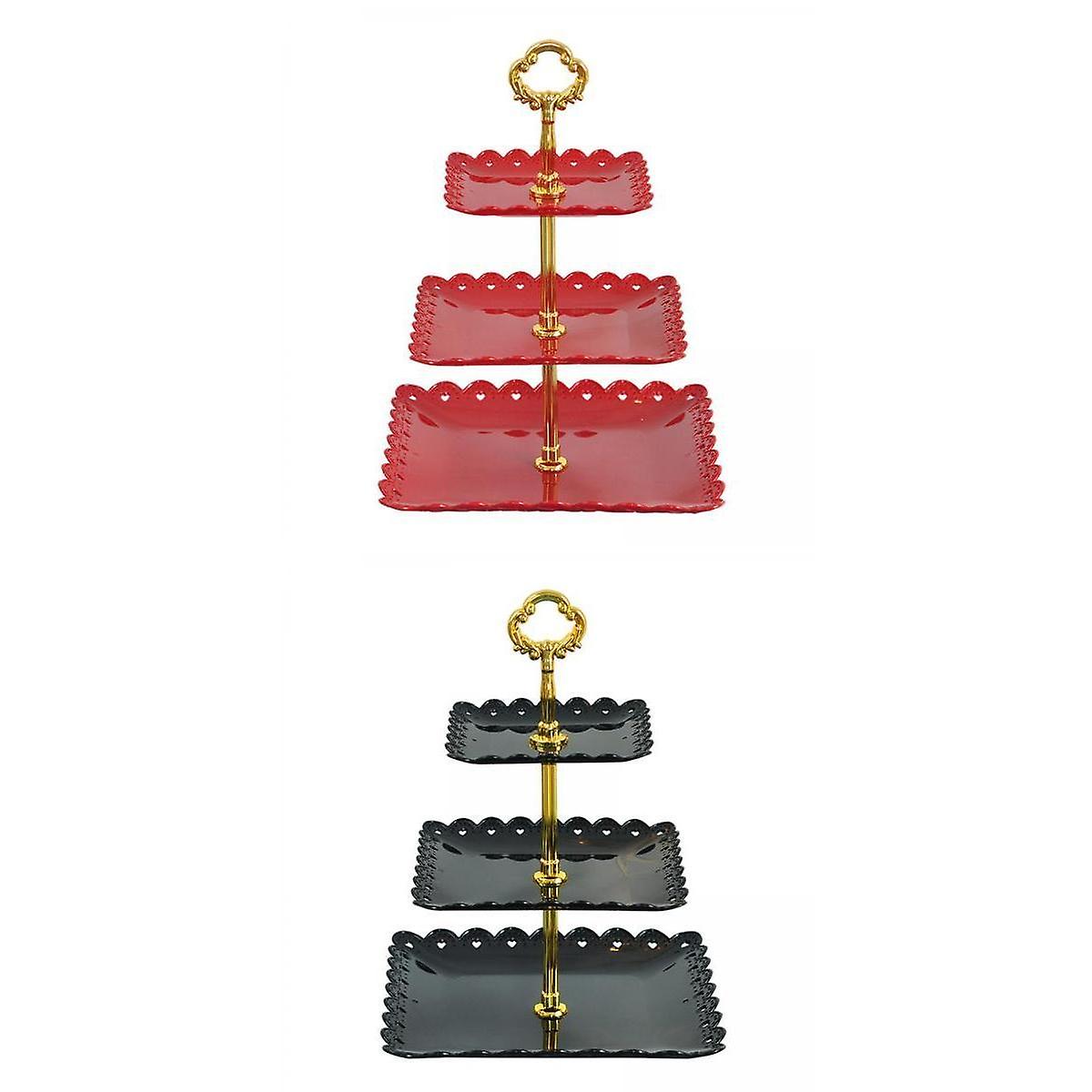 2x 3 Tier Cupcake Stand Pastry Serving Platter Snack Rack for Dining Table
