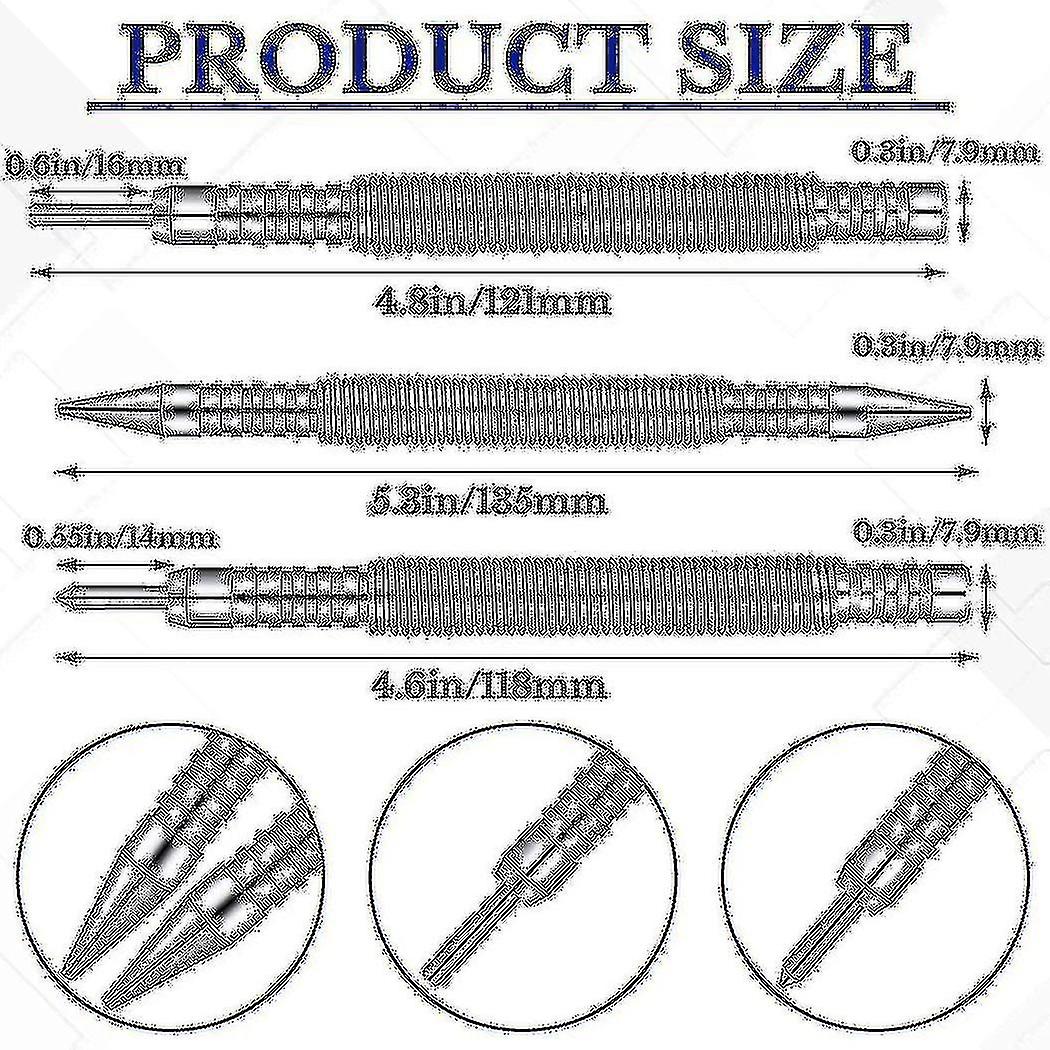 3 Pcs Nail Set And Hinge Pin Tool Center Punch Spring Loaded Nail Set