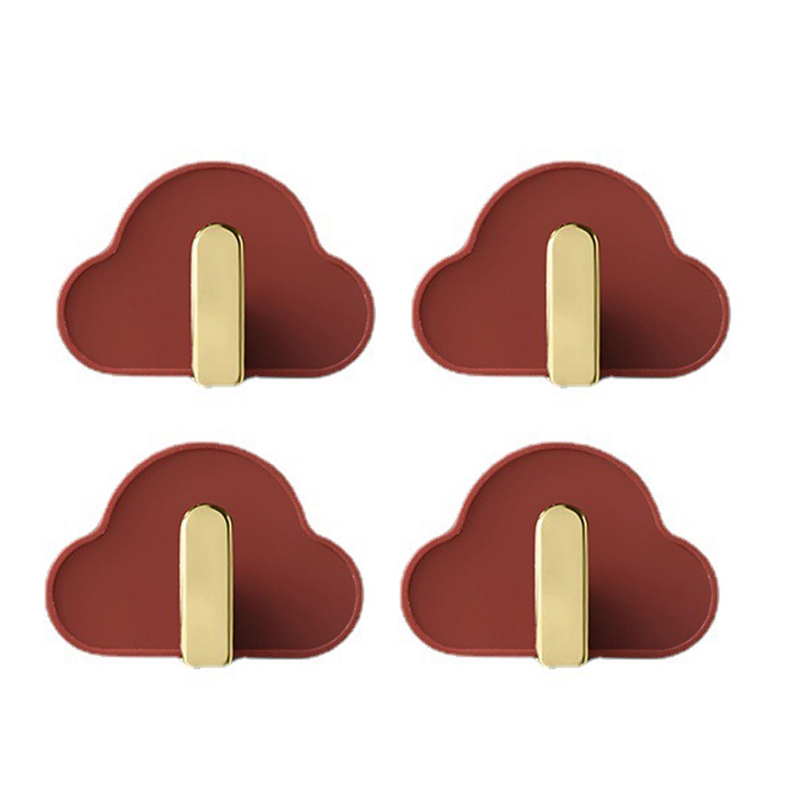 4pcs Clouds Hanging Key Jewelry Hook No Drilling Self Adhesive Hook