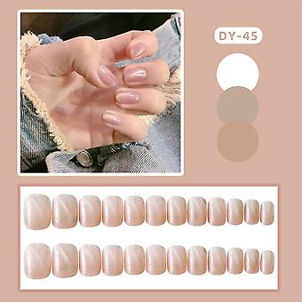 Pink Cat Eyes Short Fake Nails Excellent Workmanship Easy To Apply Nails For Daily Nails Decoration