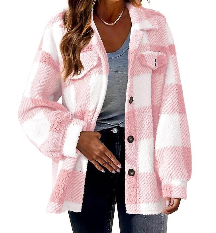 Women's Casual Plaid Jacket with Pockets