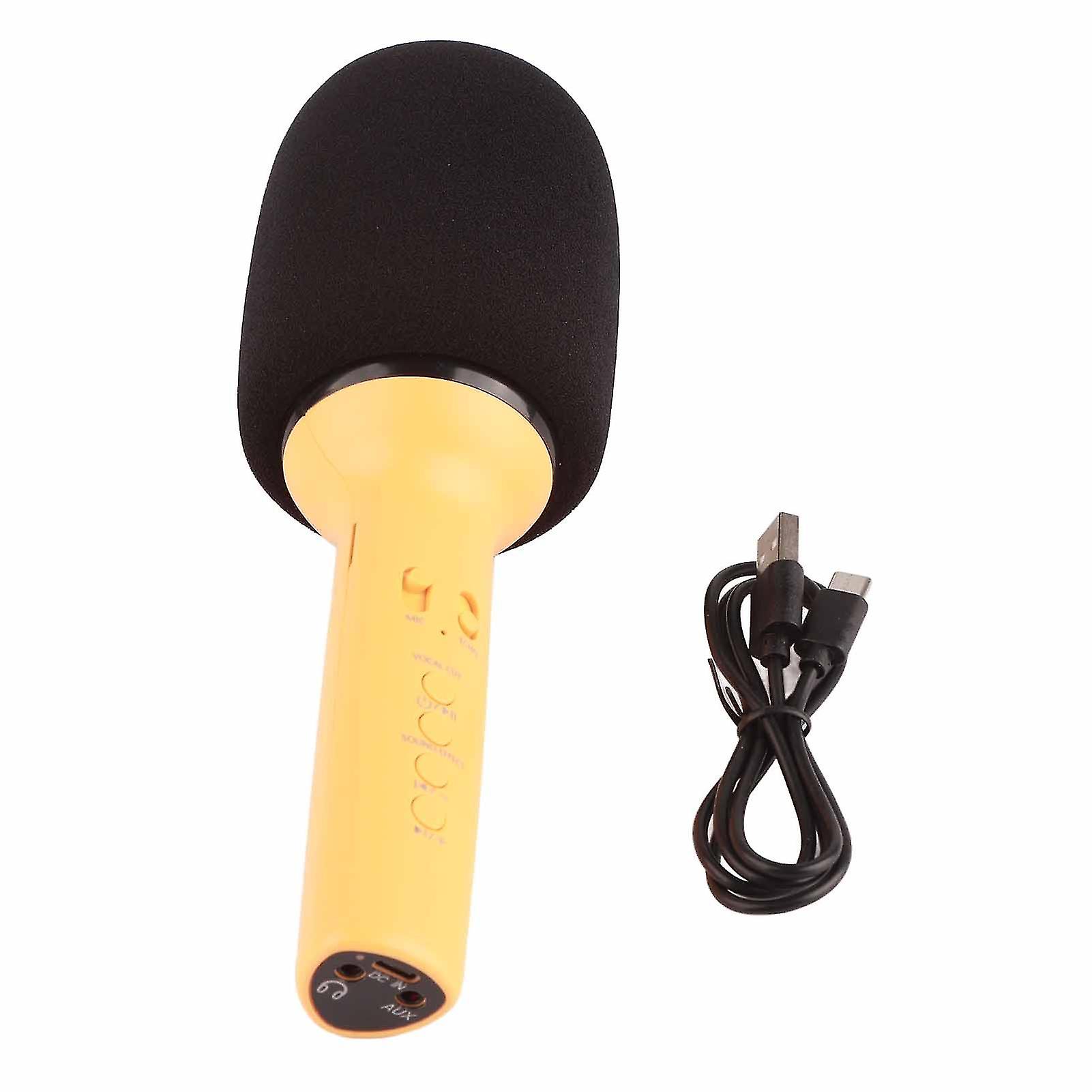Bluetooth Karaoke Mic Multi Functional Portable Handheld Wireless Speaker Microphone with LED Light for PC Smartphone