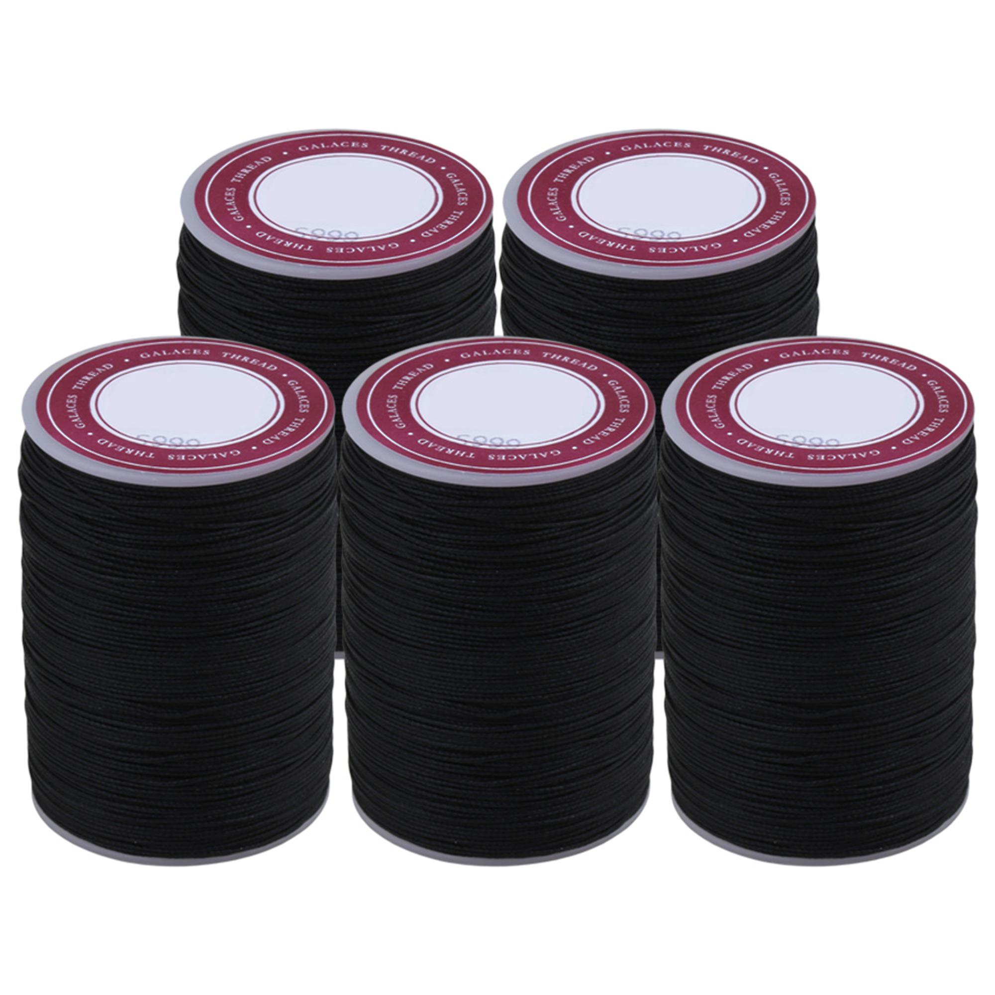 5 Pieces Black 0.5mm Waxed Polyester Round Braided Leather Sewing Thread Cord