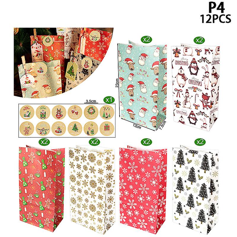 12stk juleslik gaveæske med tag kraftpapir cookies gavepakningsposer
