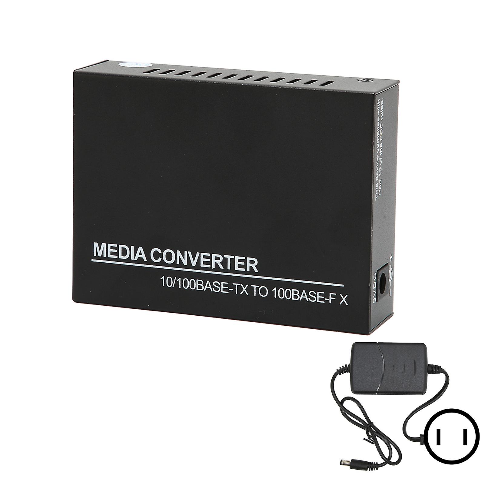 Fiber to Ethernet Media Converter, 10/100/1000m RJ45 Port to 100Base-T Multimode Fiber, 100-240V US Plug