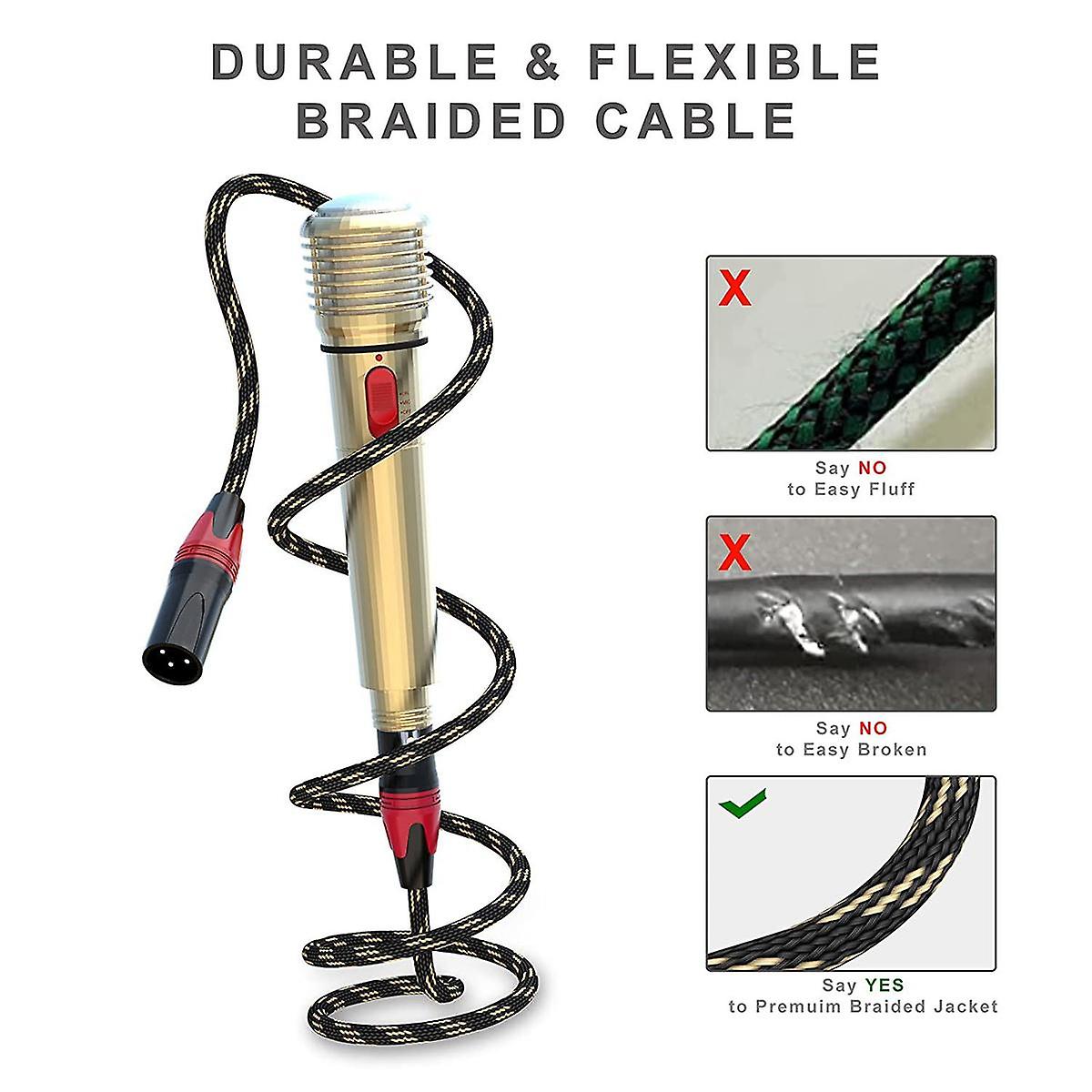 thumbnail image 2 of XLR Cables 25ft 6 Pack - Male To Female Microphone Cables With Gold-Plated Connectors 2 of 11