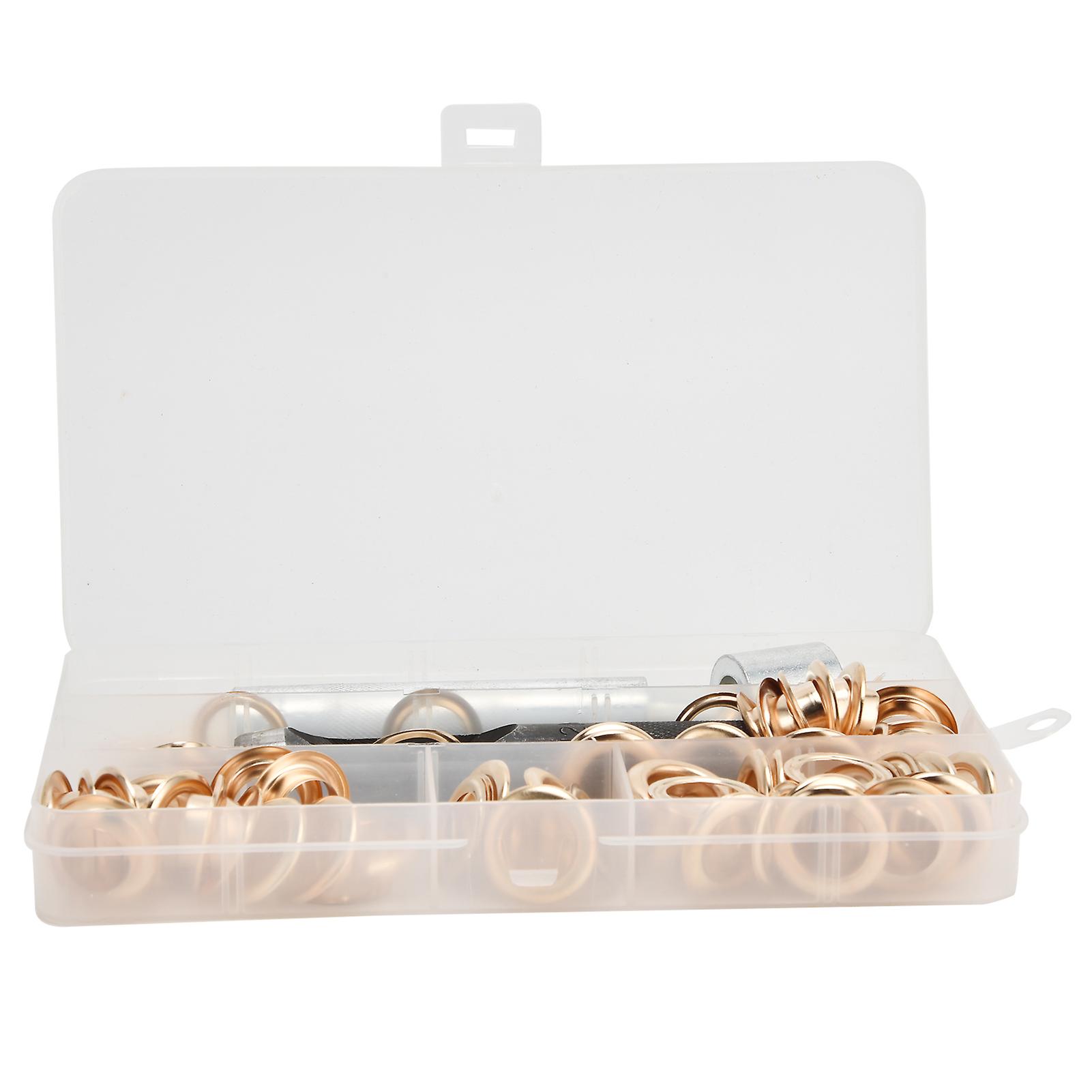 MechKit Brass Grommets Brass Grommet Eyelets Set, 50 Pcs 12mm Sewing Grommets with 3 Installation Tools, Grommet Setting Kit for Fabric and Crafts