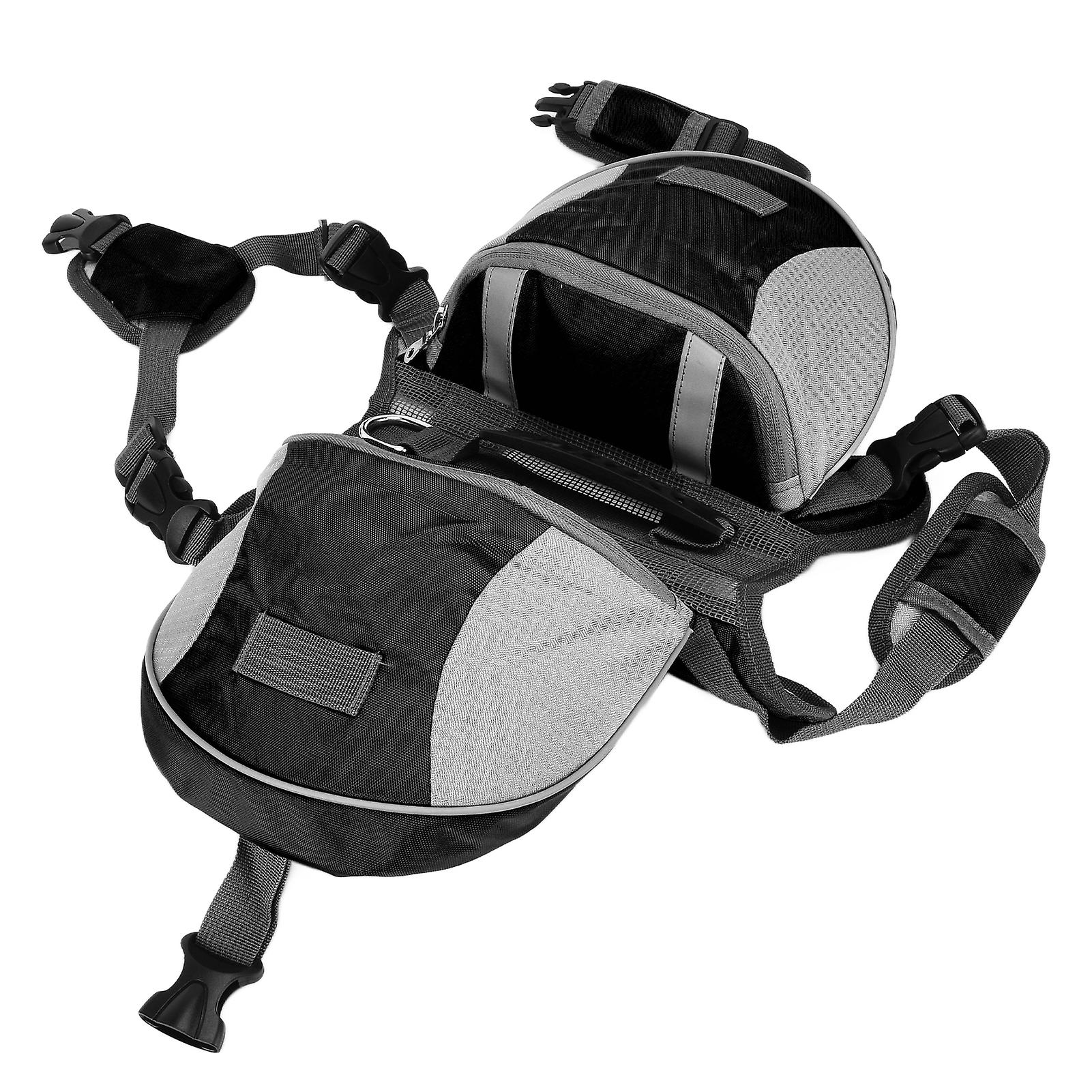 Adjustable Dog Travel Backpack with Side Pockets for Small, Medium and Large Dogs, Black, Size M