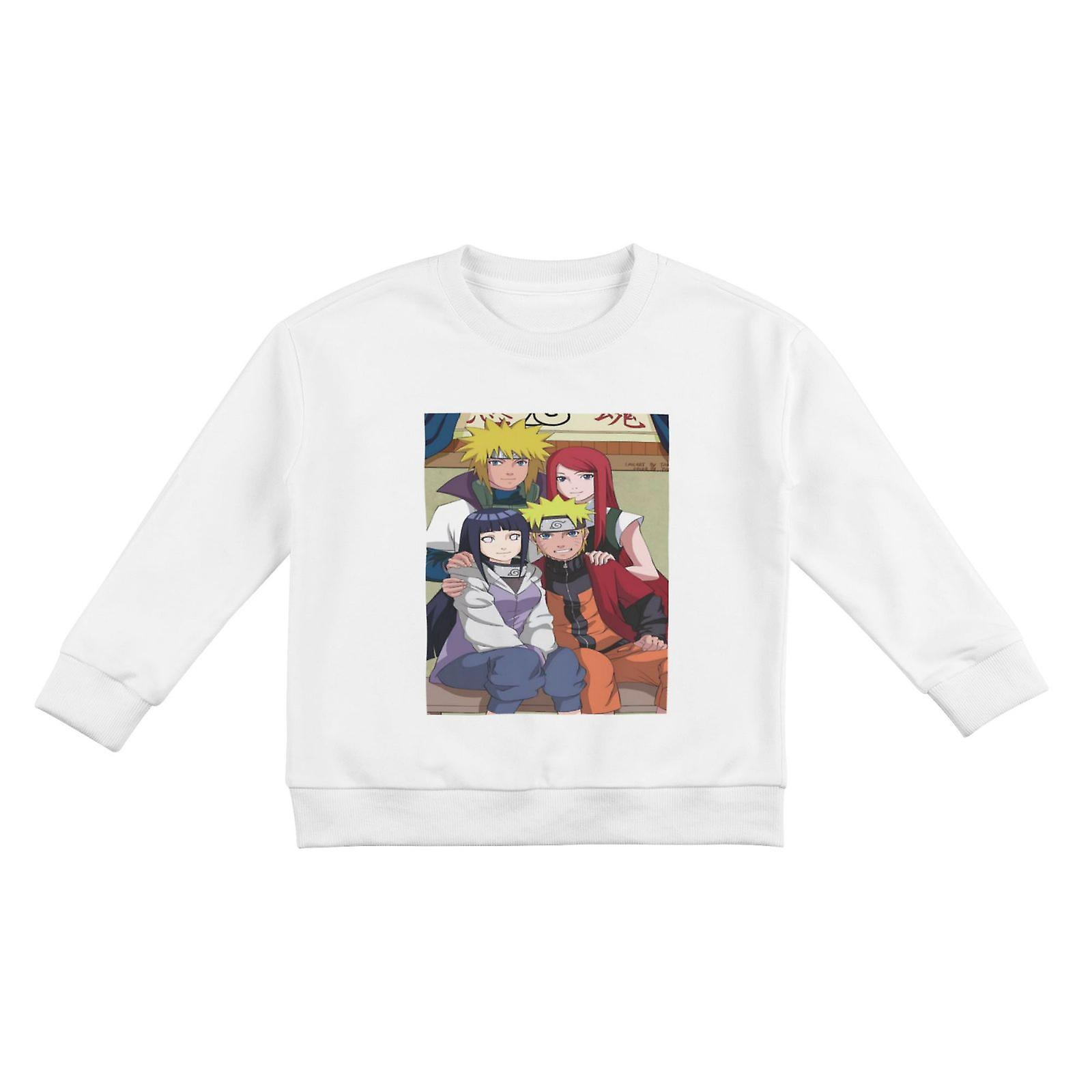 Jersey de algodón unisex para sudaderas Naruto Niño Blanco
