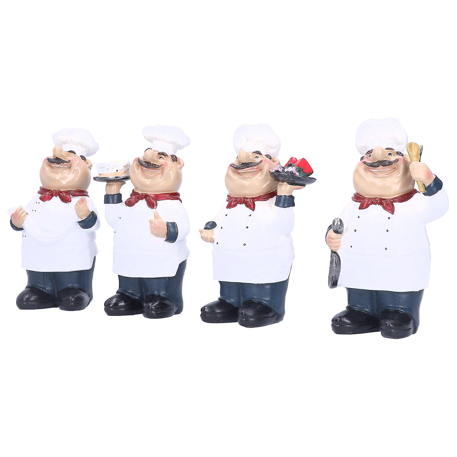 4Pcs Chef Style Ornaments Character Sculpture Dining Table Creativity Gift Craft Decorations
