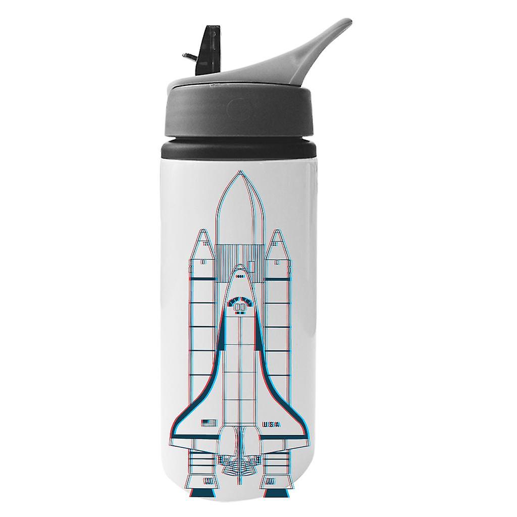 NASA Space Shuttle Enterprise 3D Effect Aluminium Water Bottle With Straw