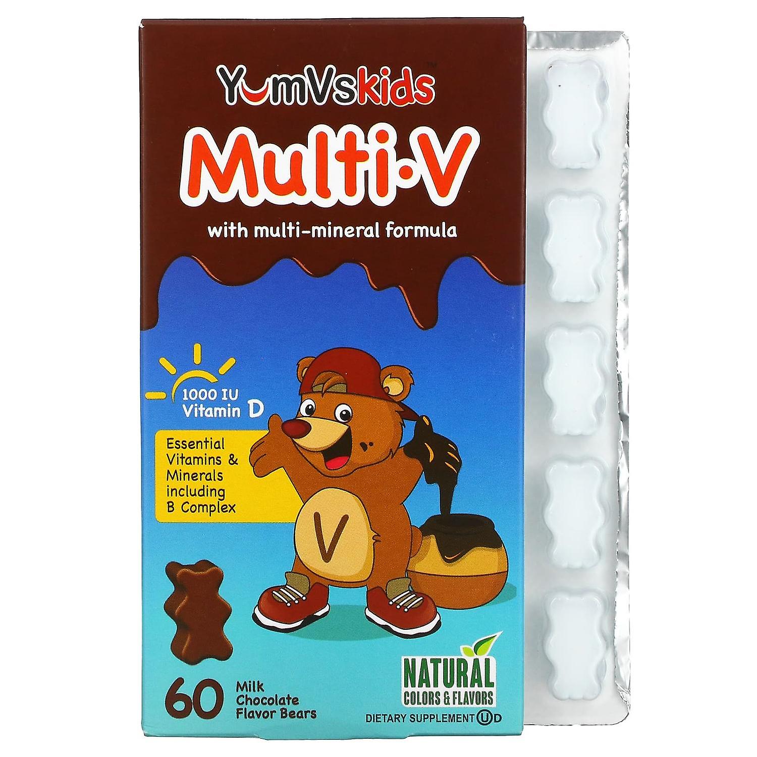Yum-Vs, Multi V with Multi-Mineral Formula, Milk Chocolate , 60 Bears