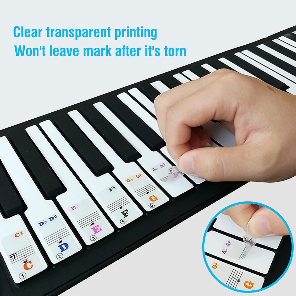 Piano Keys Sticker Set for 61-Key Keyboard, Transparent PVC, Multicolor