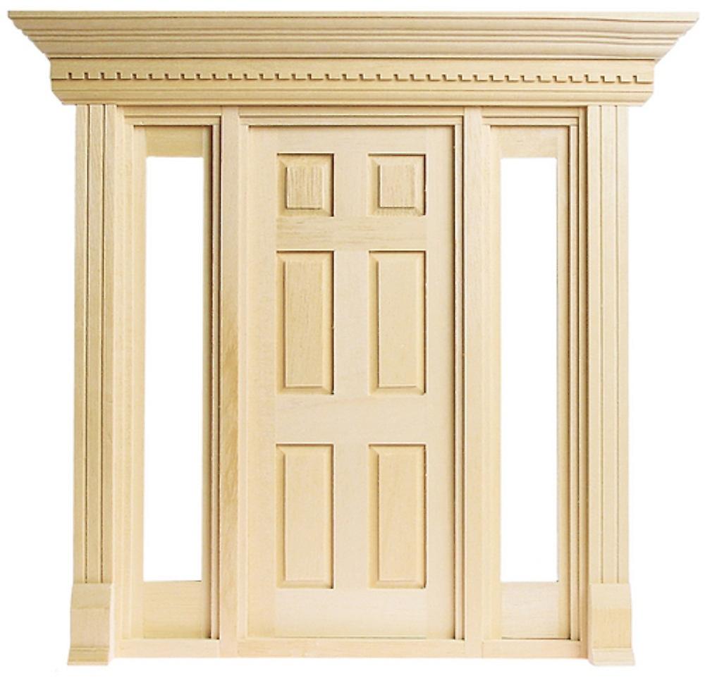 Dolls House Jamestown 6 Panel Front Door Large With Side Windows 1:12 Scale