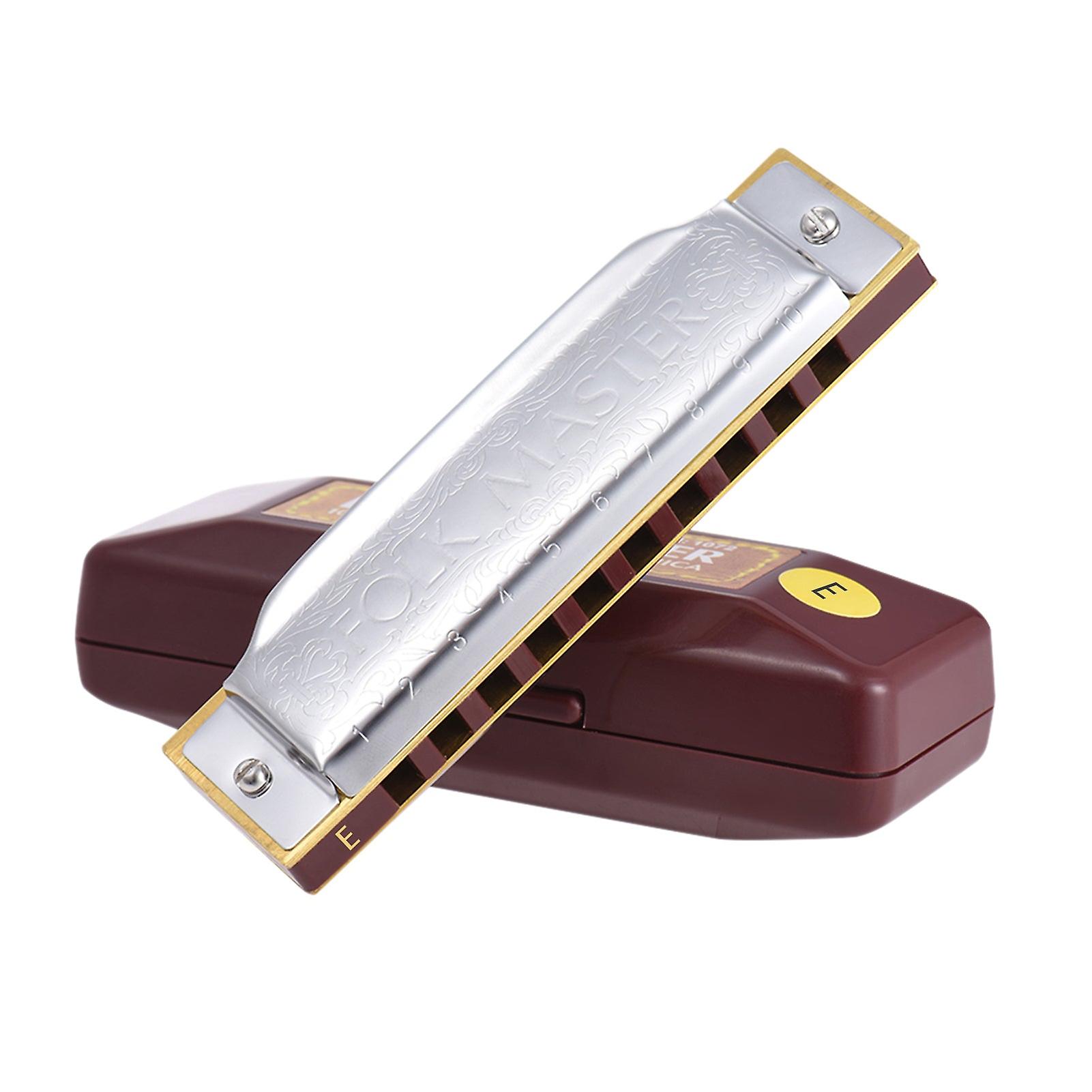 Suzuki 1072-e Folkmaster Standard 10-hole Diatonic Harmonica Key Of E 20 Tone For Beginner Student