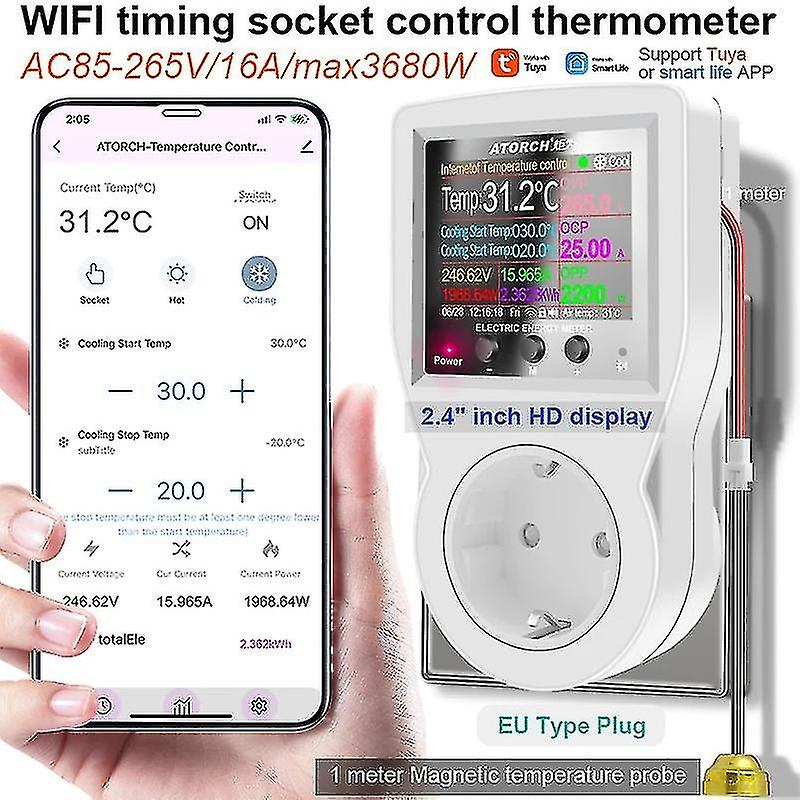 Tuya S1 Wifi Digital Thermostat Socket Incubator Temperature Controller Outlet With -GSL
