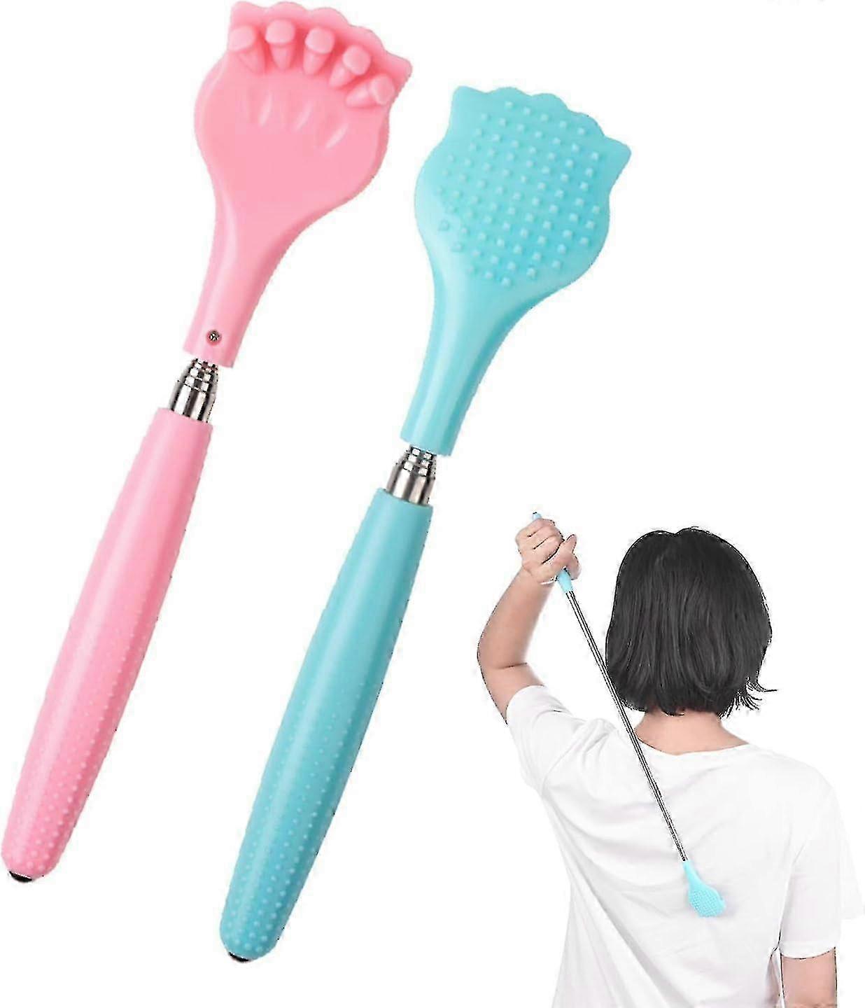 2pcs Portable Expandable Back Scratchers With Telescopic Handle For Tickling Massage Of Back, Legs