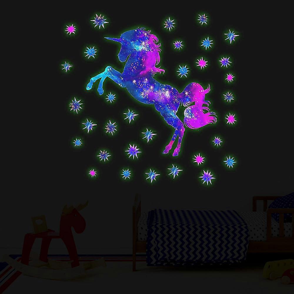 Stickers muraux Licorne lumineux Autocollants Muraux Mural Stickers pour Chambre Salon Mur TV