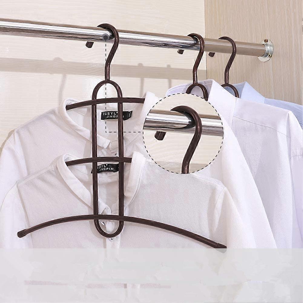 Multi - function three layers magic hanger Fishbone Type Multi - function anti - slip metal hanger coffee color 36*36cm