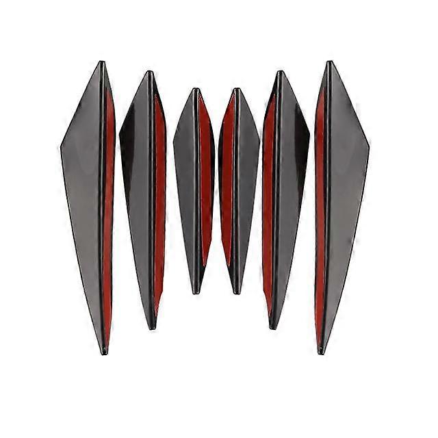 6pcs Car Universal Modification Wind Knife Carbon Fiber Pattern Bumper Crescent Wind Knife Front Bar Spoiler
