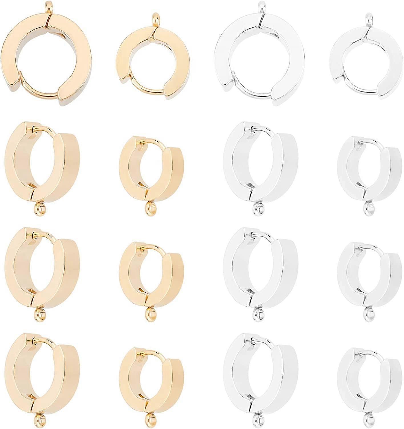 24Pcs 2 Style Stainless Steel Huggie Hoop Leverback Earrings Findings Round French Hook Earwires Findings with Open Loop Hypoallergenic Dangle Earring