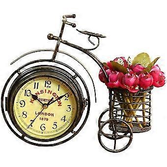Stile europeo Creativo Silenzioso Triciclo a doppia faccia Portapenne Soggiorno Camera da letto Decor Orologio da tavolo Regali di Natale Bronzo