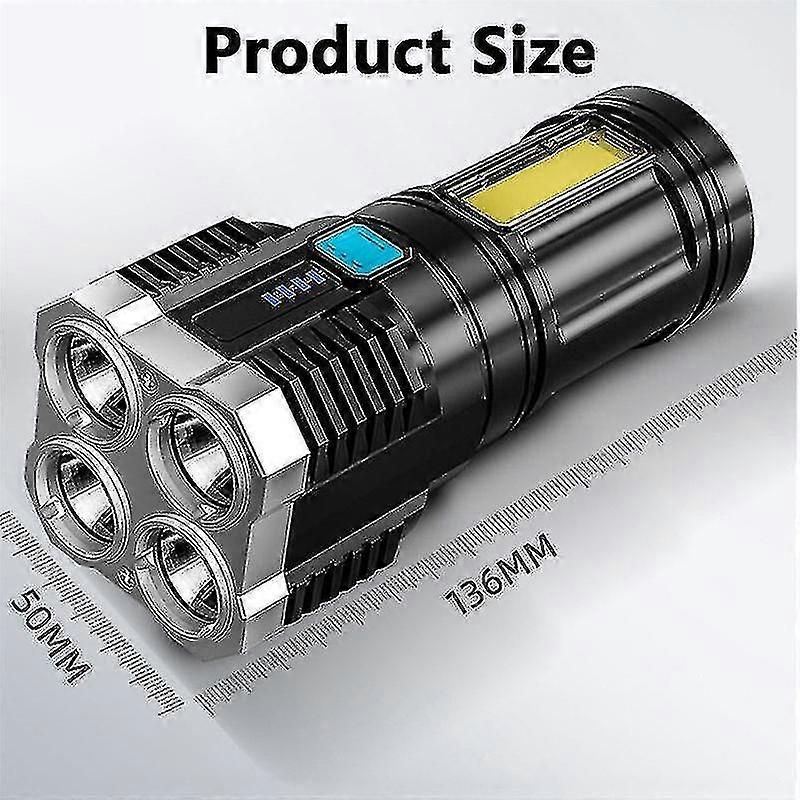outdoor super bright 4 led flashlight usb rechargeable tactical light