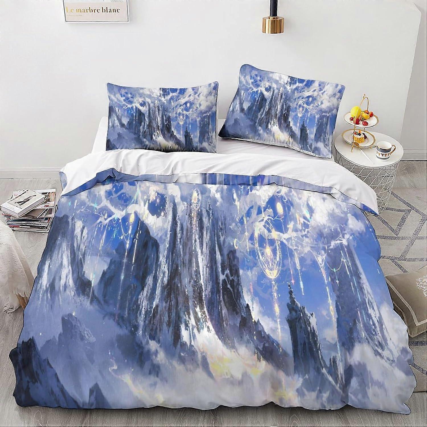 مجموعة مفروشات من الألياف الدقيقة من قطع المناظر الطبيعية المصنوعة من الألياف الدقيقة غطاء لحاف للمناظر الطبيعية غطاء لحاف بسحاب - أطقم غطاء لحاف مطبوع مع Ta 135 * 200 سم