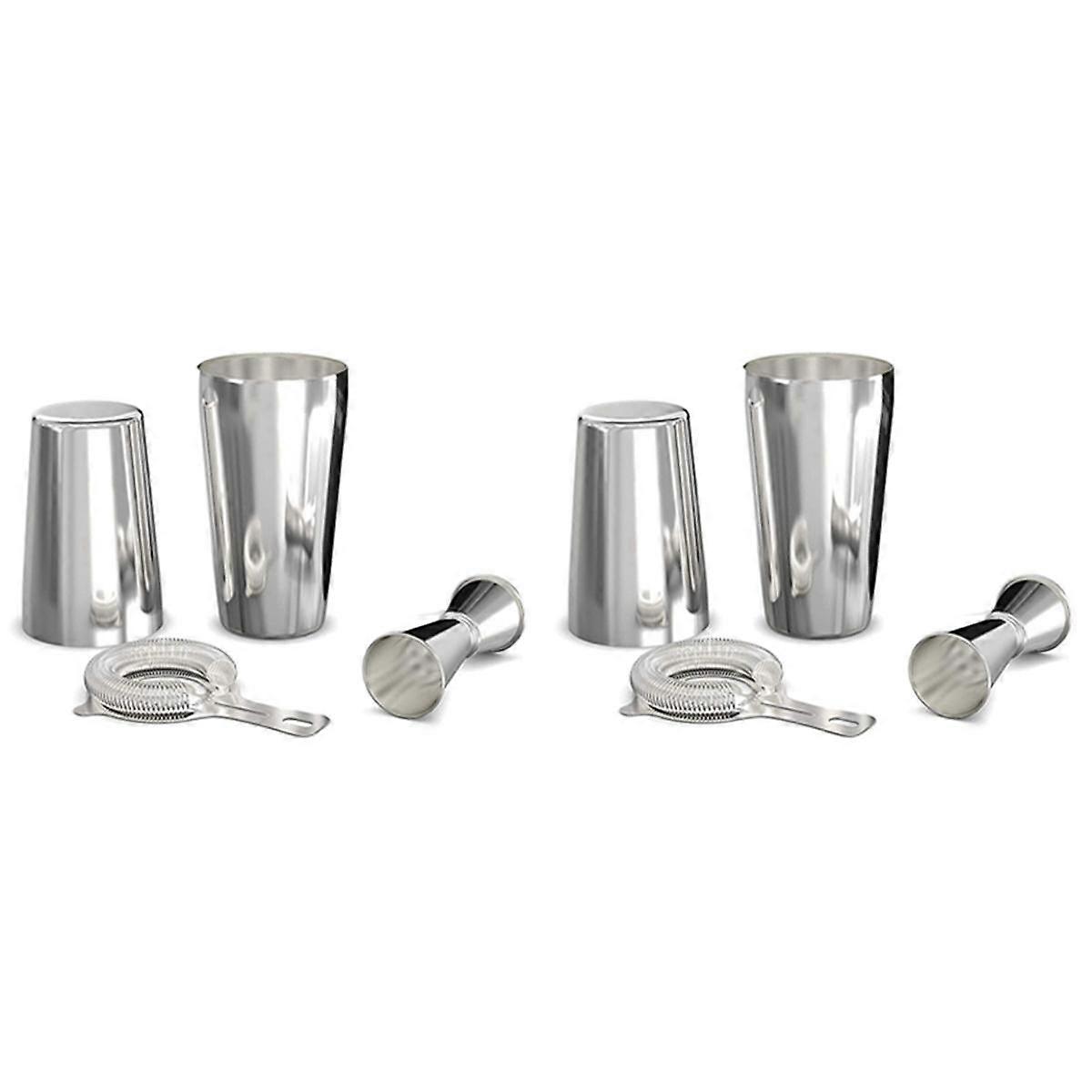 Cocktail Shaker Set: Professional Boston Shaker, Cocktail Strainer and Jigger Set. 8 Piece Premium