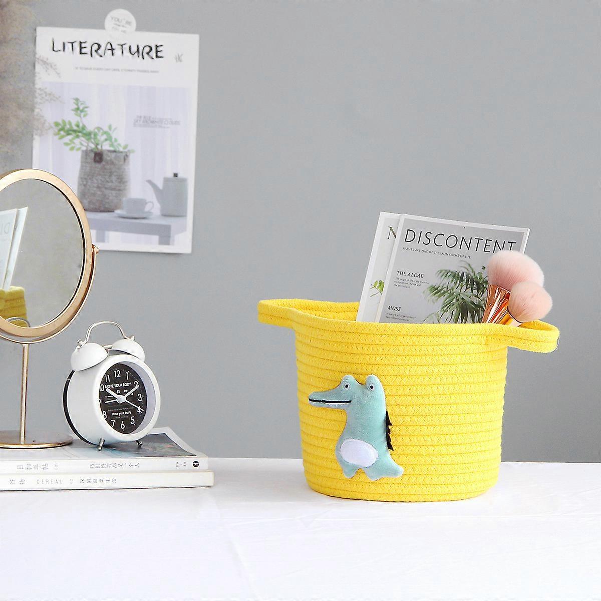 Cute Woven Storage Basket Toys Desktop Organizer Sundries Storage Box
