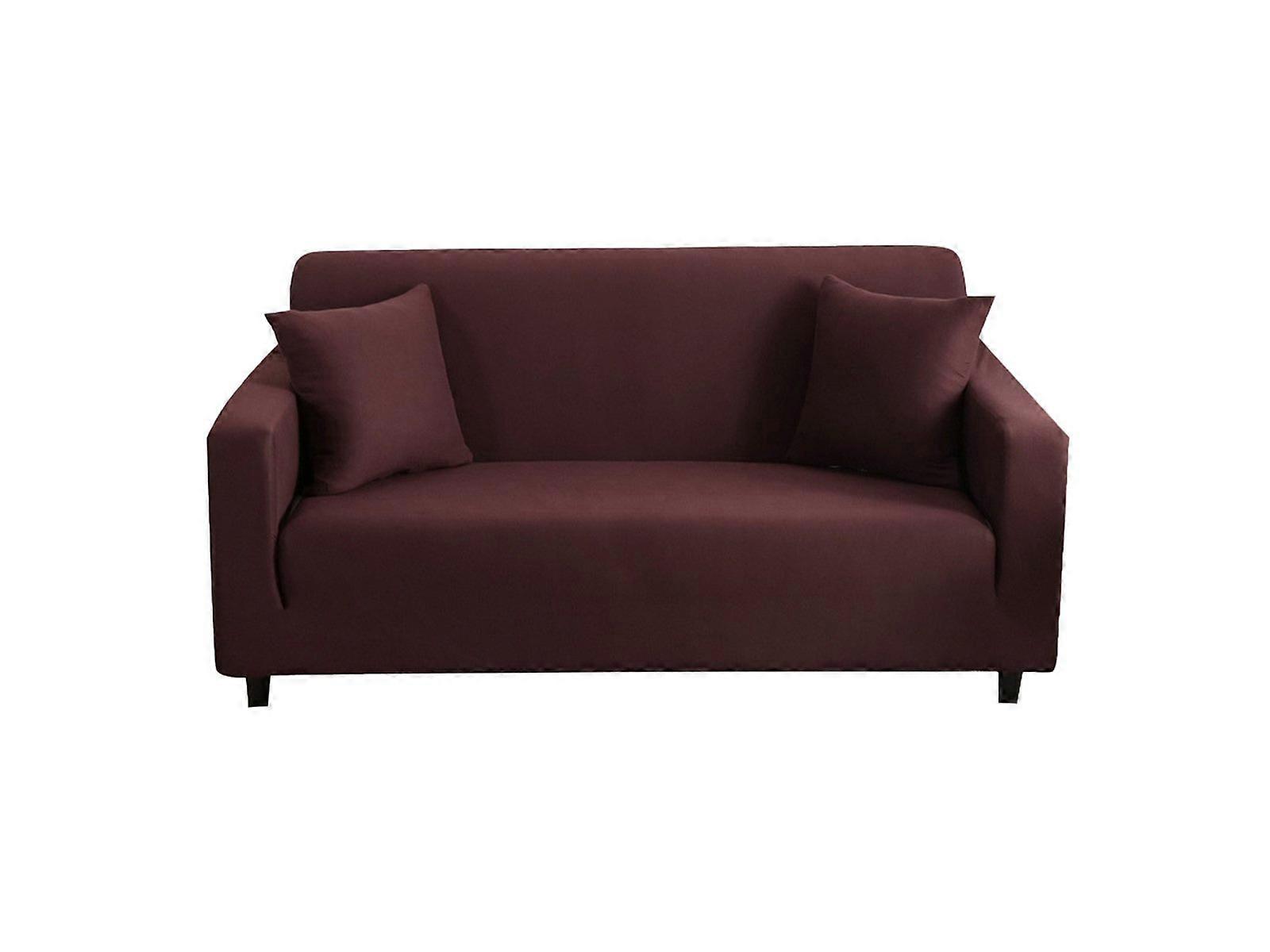 Sofa Cover Coffee Solid Colour Sofa Protector Stretch Couch Slipcover 2 Seats