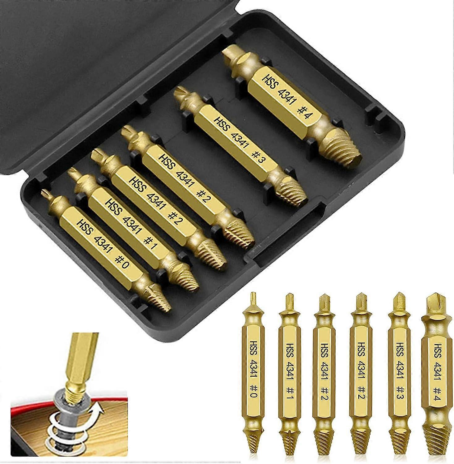 6pcs Broken Screw Extractor Kit Damaged Screw Extractor Kit Screw Head Extractors Damaged Screw Extractor and Bolt Extractor for Removing Broken Screw