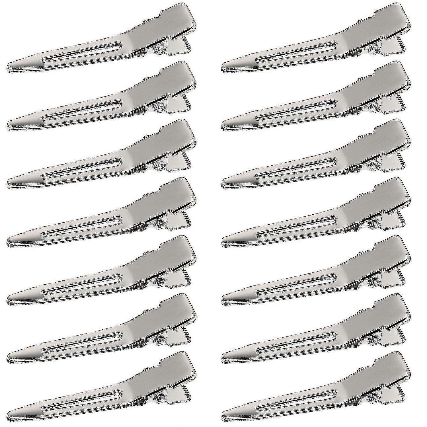 50パック1.75インチ恐怖のためのシングルプロングカールメタルヘアクリップ ロッククリップヘアアリゲータークリップシルバーセクションクリップメタルワニ口クリップヘアピン