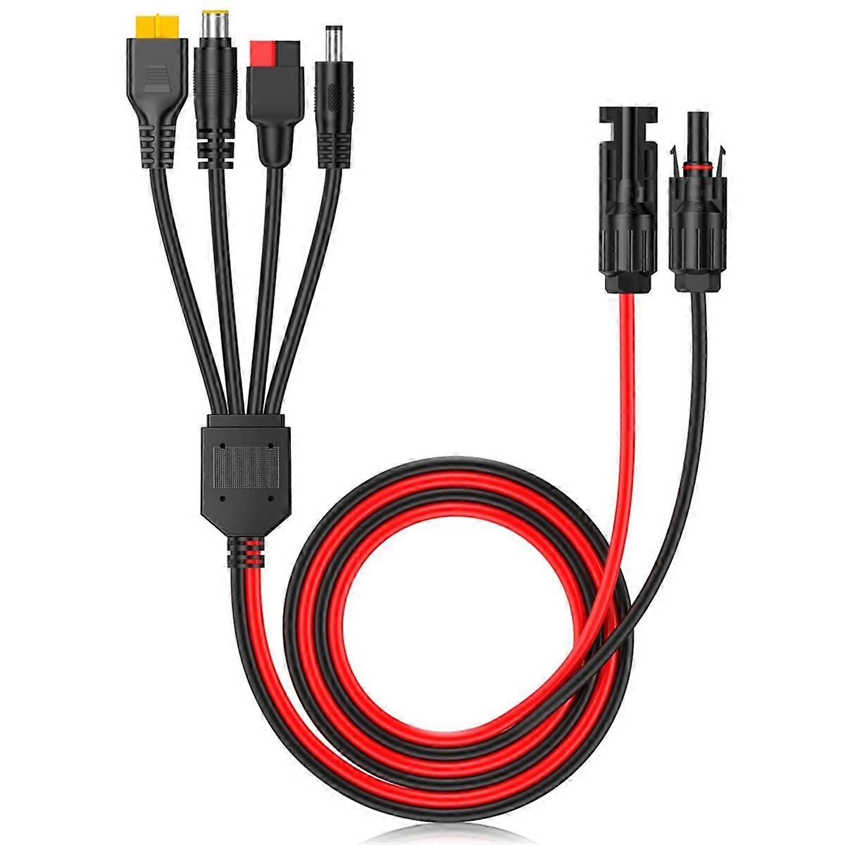 4-In-1 Solar Panel Connector Extension Cable Splitter for Anderson Connector DC Adapter Power Plug