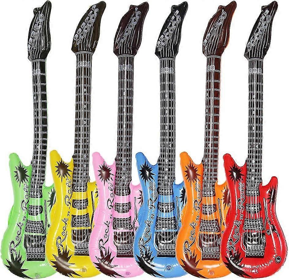 Inflatable Guitar, Waterproof Assorted Colors Party Decoration (6pack)