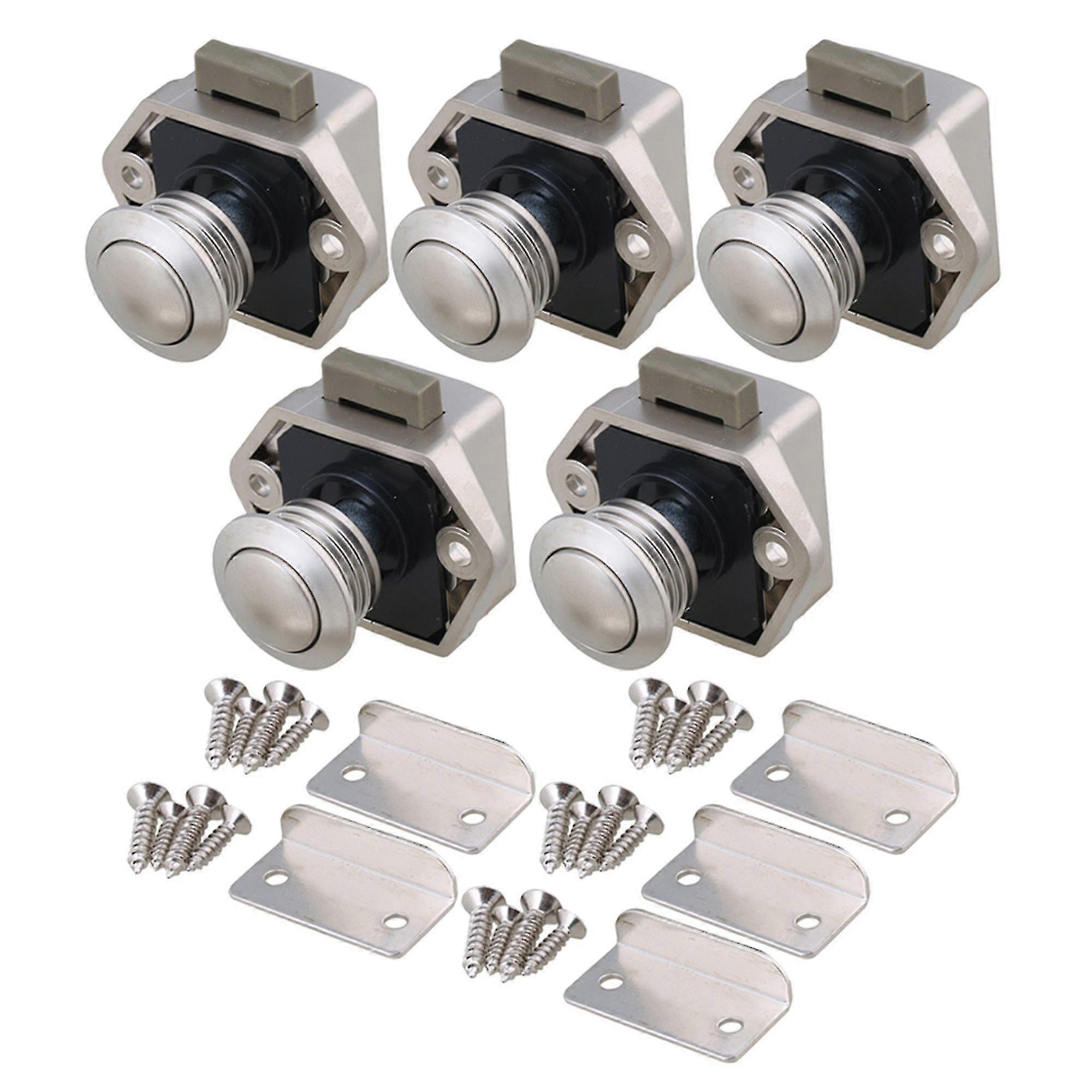 5 Pieces Push Button Keyless Latch For Rv Cupboard Drawer Doors