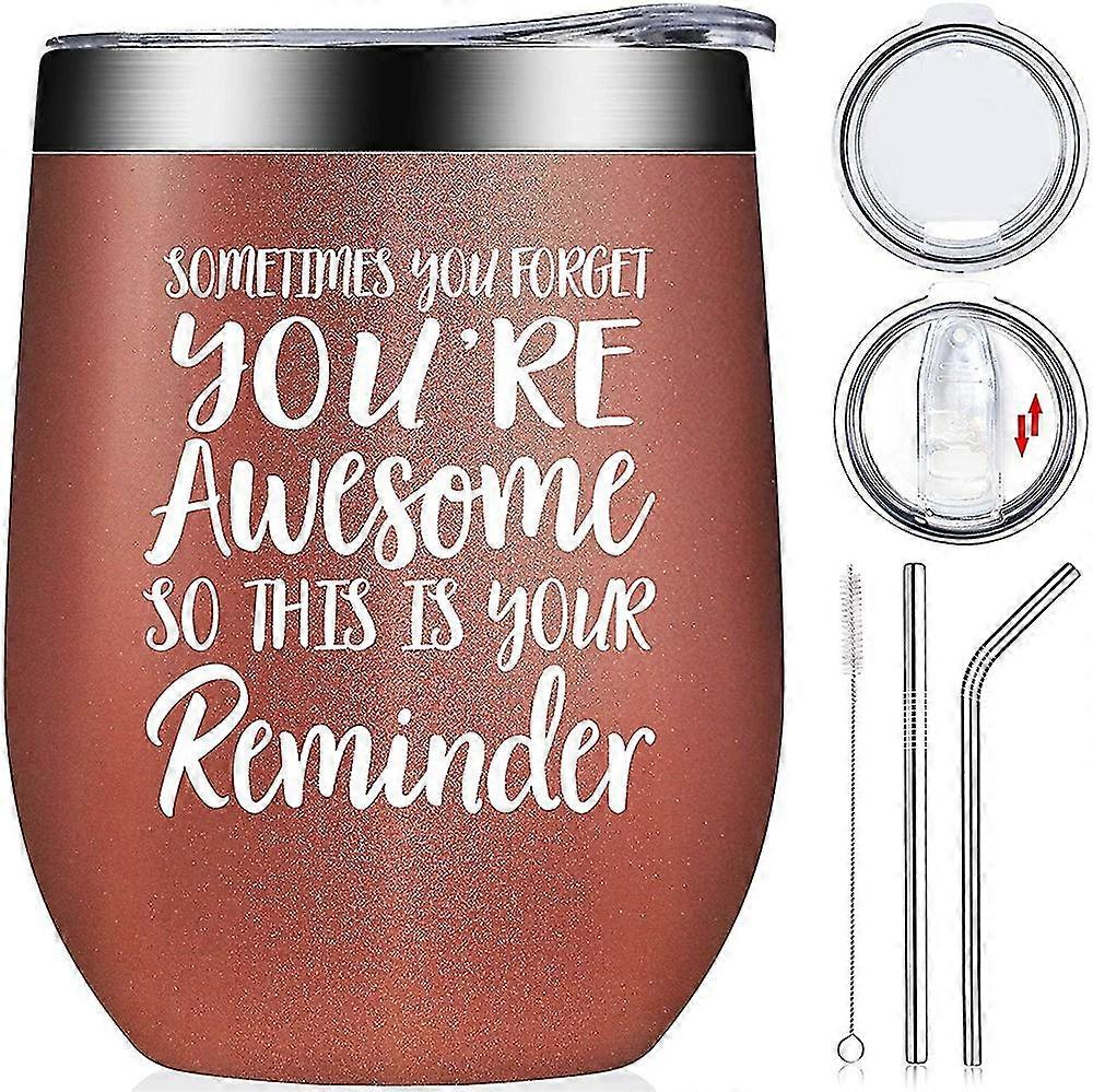 ワインタンブラー、絶縁ステンレス鋼タンブラー(12オンス、ローズゴールド)