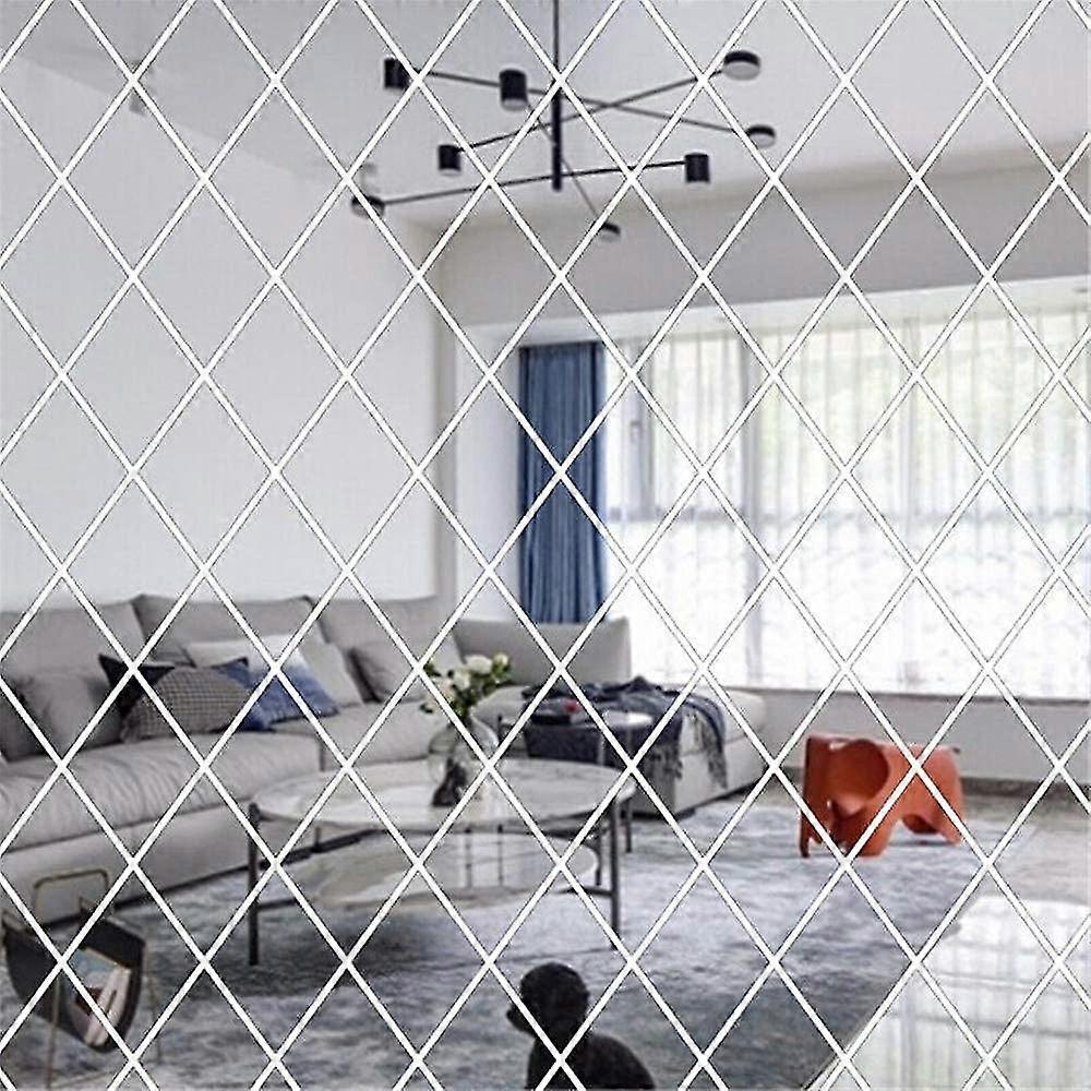 3d  Removable Self-adhesive Triangle Stitching Mirror Wall Stickers