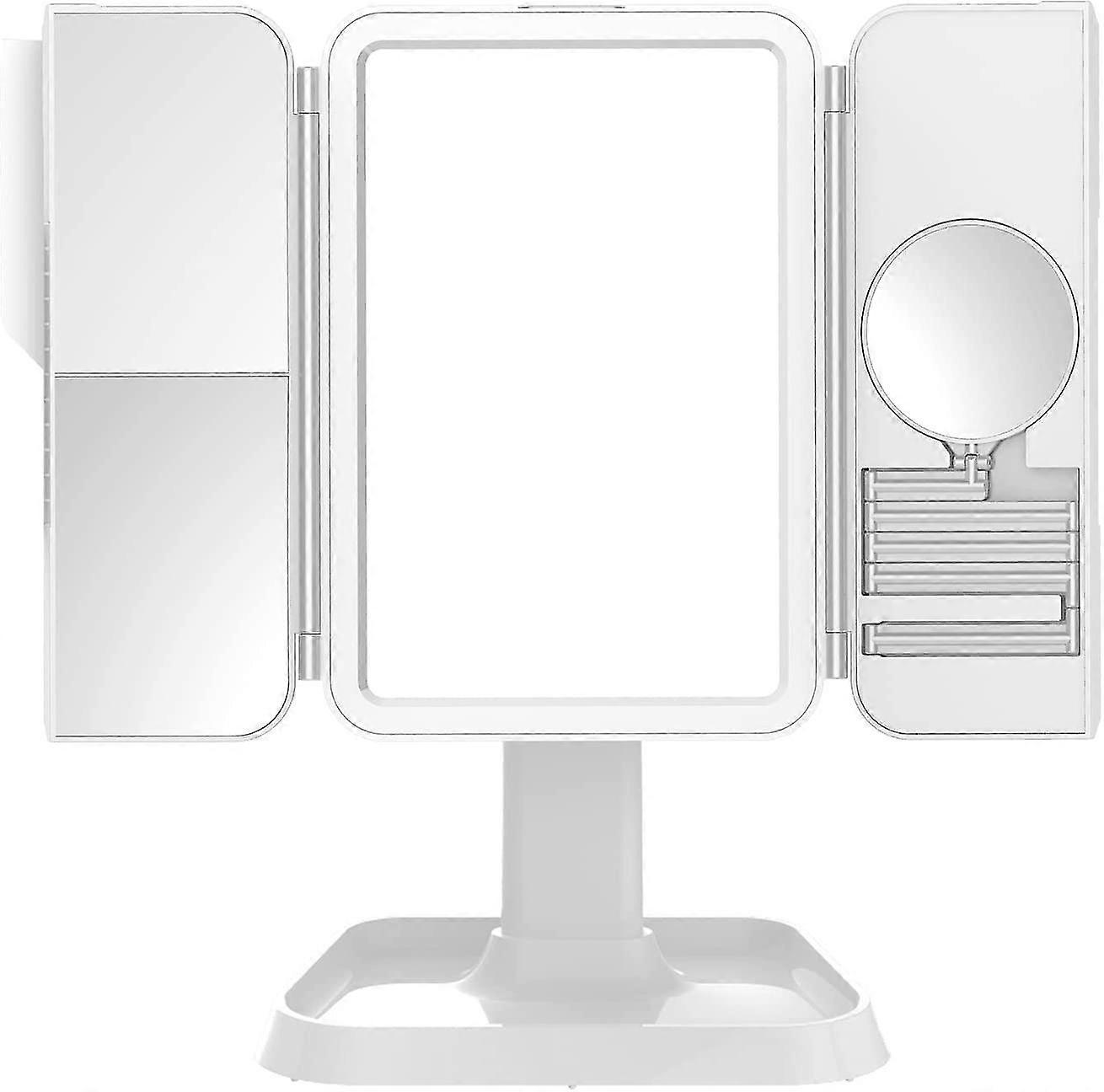 Makeup Mirror Vanity Mirror With Lights Lighting Modes Led Adjustable Brightness Trifolding