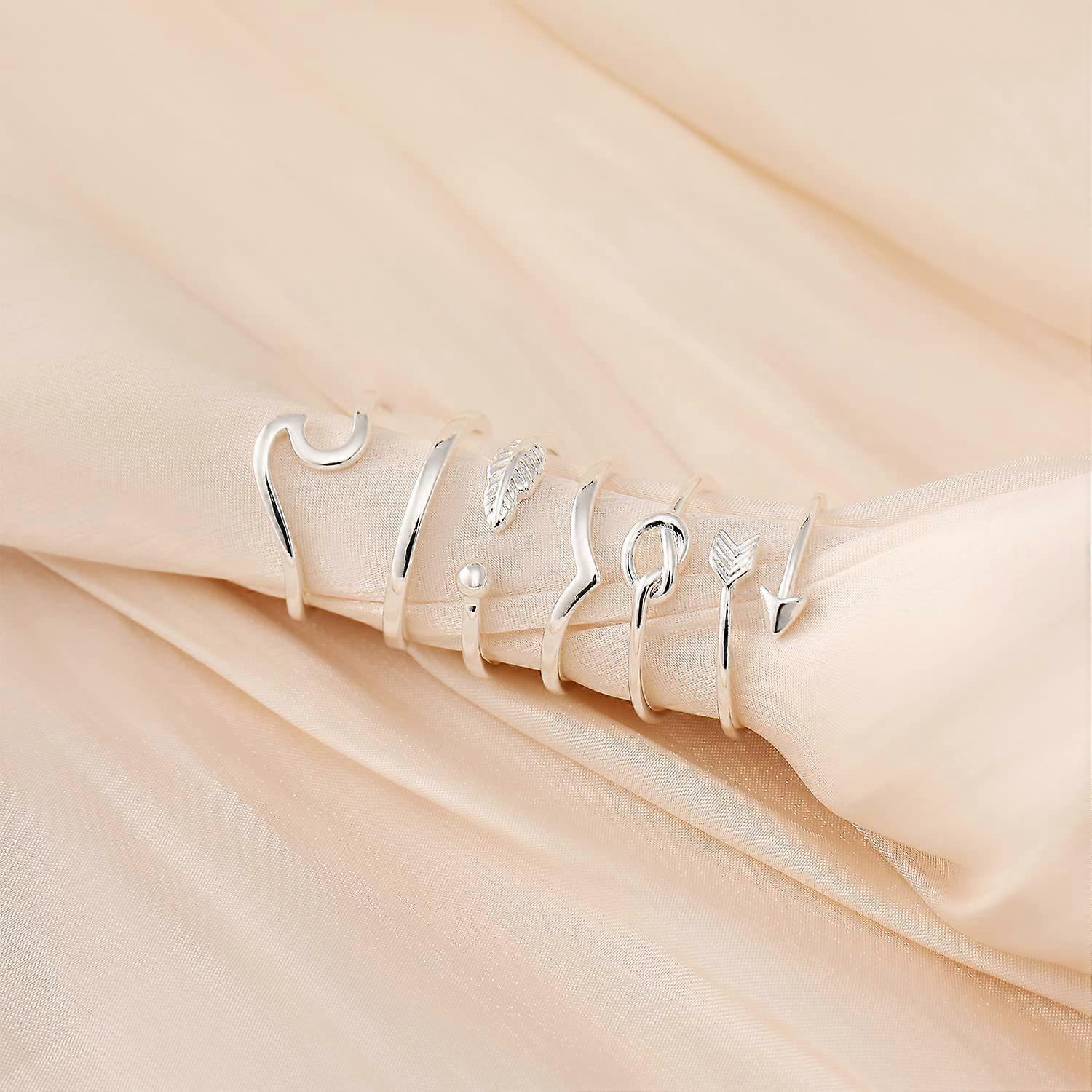 6pcs Einfache Knöchel Ring Set Finger Ring Einstellbare Set Schmuck