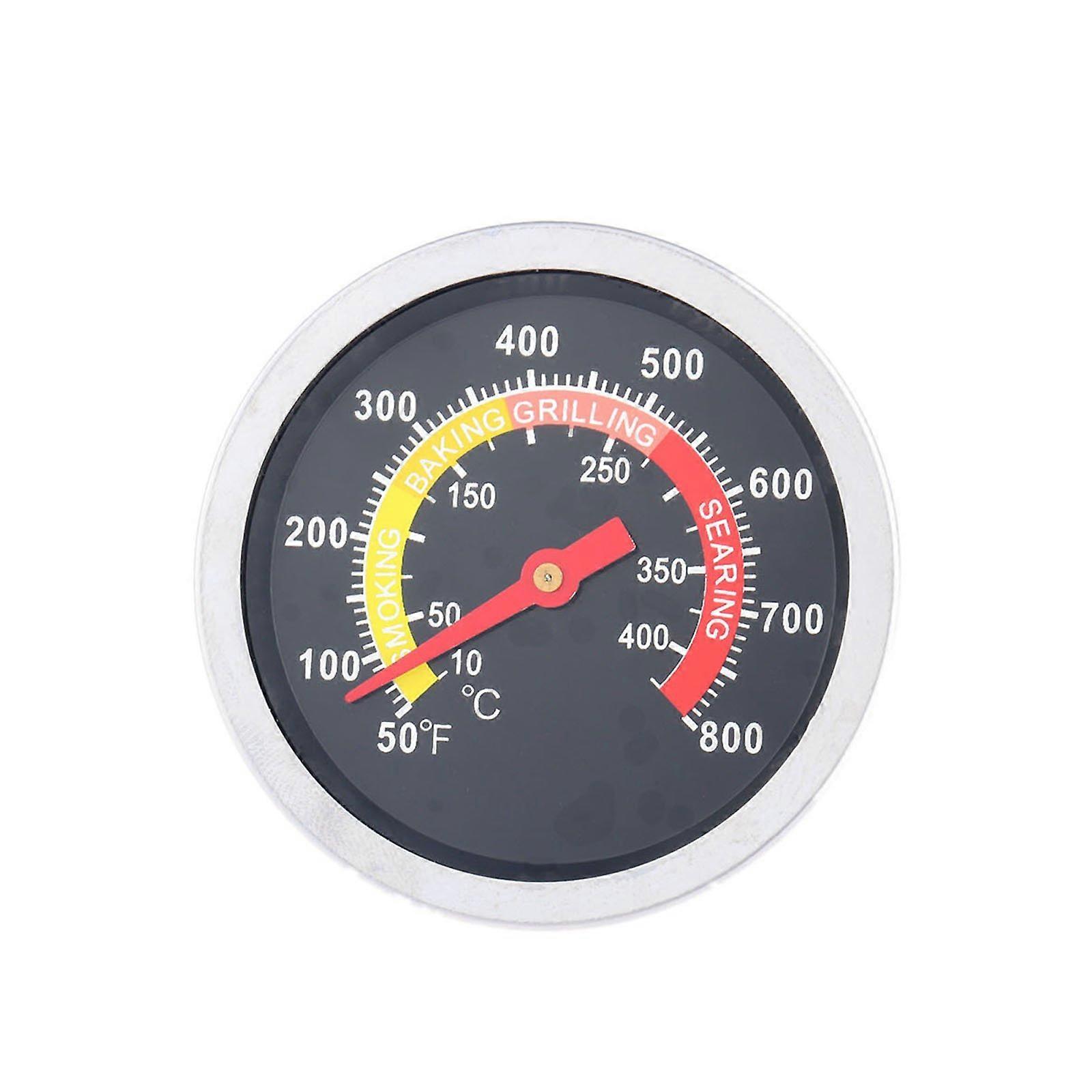 BBQ termometer, grilltemperaturmåler, glaslinse rustfrit stål termometer varmeindikator