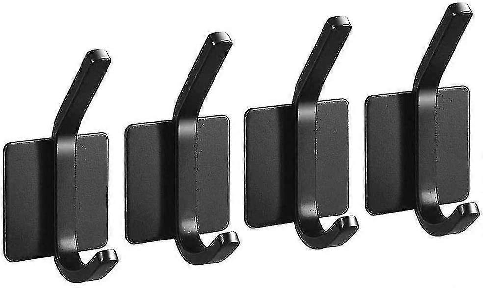 Towel Hooks For Bathrooms(4 Packs),wall Hooks Adhesive,adhesive Hooks Heavy Duty,black